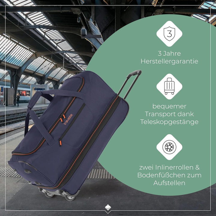 travelite 2-Rad Trolley Reisetasche Gr. L mit Dehnfalte, Gepäck Serie BASICS: Weichgepäck Reisetasch