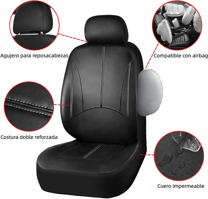 AUTO HIGH Auto-Sitzbezüge Set Universal - Schwarz Auto-Schonbezüge für die Vordersitze & Rückbank mi