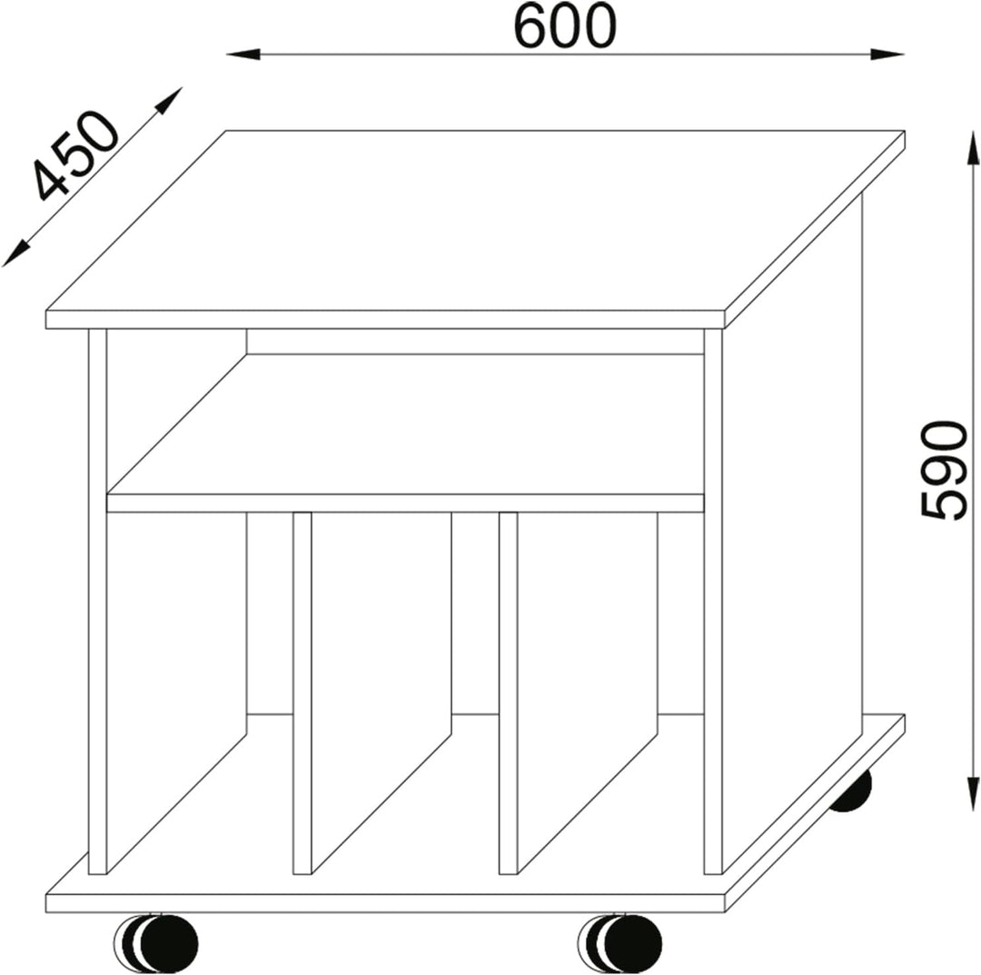 VCM Holz Beistelltisch Couchtisch Sofatisch Rollen rollbar Kaffeetisch Tabina Weiss, Weiss