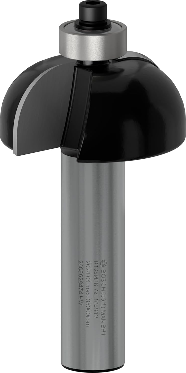 Bosch ProfessionalZubehör 2608628474 Hohlkehlfräser 12 mm, R1 12 mm, D 36,7 mm, L 16 mm, G 70 mm Ø 3