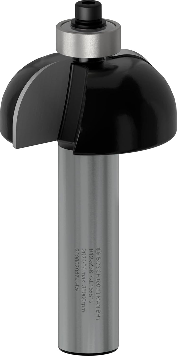 Bosch ProfessionalZubehör 2608628474 Hohlkehlfräser 12 mm, R1 12 mm, D 36,7 mm, L 16 mm, G 70 mm Ø 3