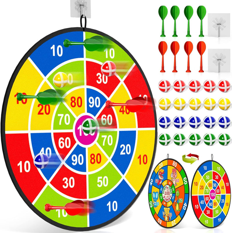 Doloowee 29 Zoll Dartscheibe Kinder 74cm, Kinder Spielzeug Doppelseitige Dartscheibe mit 20 klettbal