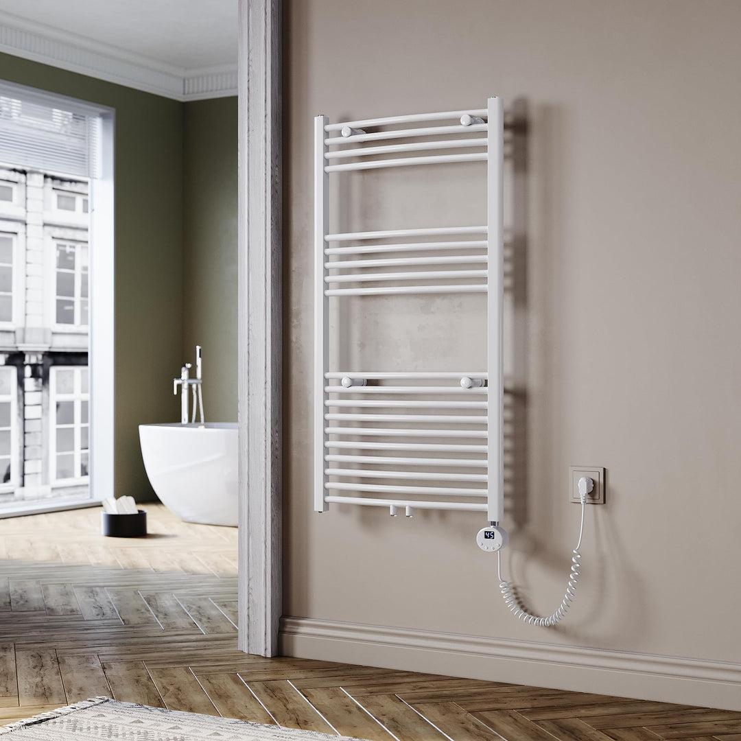Badheizkörper Elektrisch Weiss 1150x600 mm Gebogen Handtuchwärmer Handtuchheizkörper Elektrisch mit