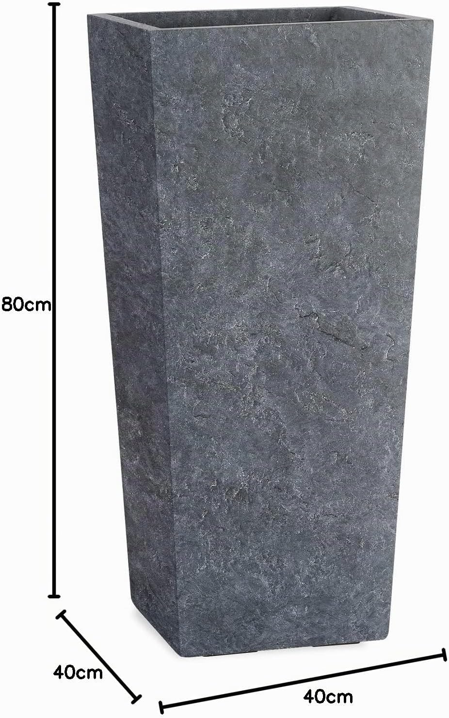 Pflanzwerk® Pflanzkübel Bodenvase Fiberglas Conic Lava ANTHRAZIT 80x40x40cm *Frostbeständige Blumenk