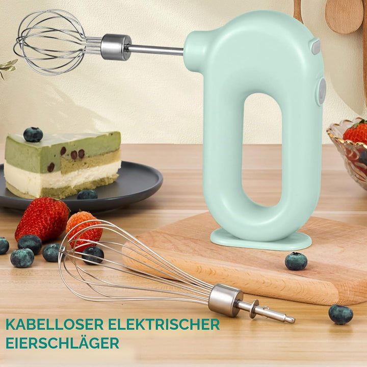 Elektrischer Handmixer Mit Edelstahl Schneebesen, Knet 1500mAh 4 Geschwindigkeit USB Handmixer Klein