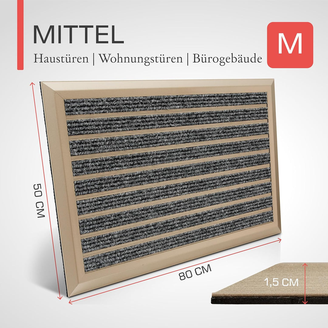 bomoe Fussmatte Aussen 50x80 cm – rutschfest Rostfrei Fussabtreter Aussenbereich – Outdoor-Fussmatte
