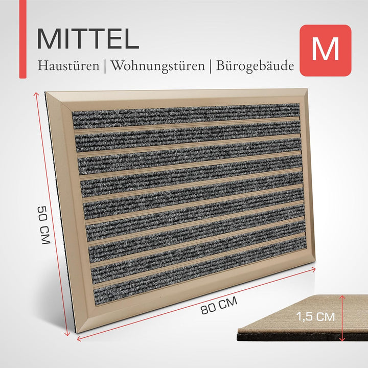 bomoe Fussmatte Aussen 50x80 cm – rutschfest Rostfrei Fussabtreter Aussenbereich – Outdoor-Fussmatte