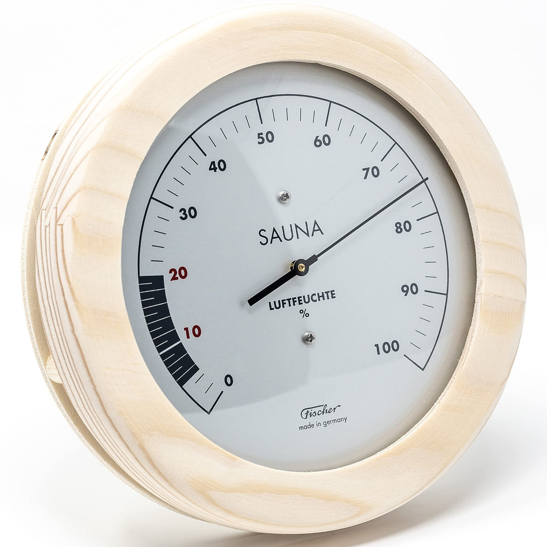 Fischer 196H-03 - Sauna-Hygrometer synthetisch - 155mm Sauna-Luftfeuchtigkeitsmesser – Kiefer-Gehäus