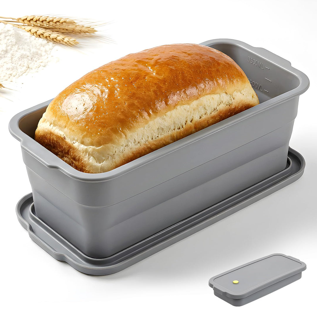 Romon Brotbackform Silikon mit Deckel, Faltbare Kastenform Kuchen 32×14.5×11.5cm, Hitzebeständig, Sp