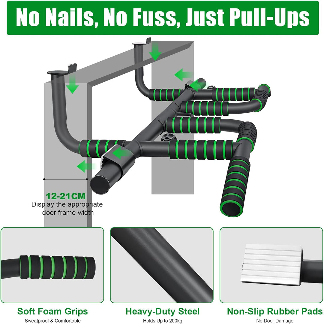 Klimmzugstange Türrahmen Ohne Schrauben, Pull Up Bar Door Frame mit 10 Griffpositionen für Vielseiti