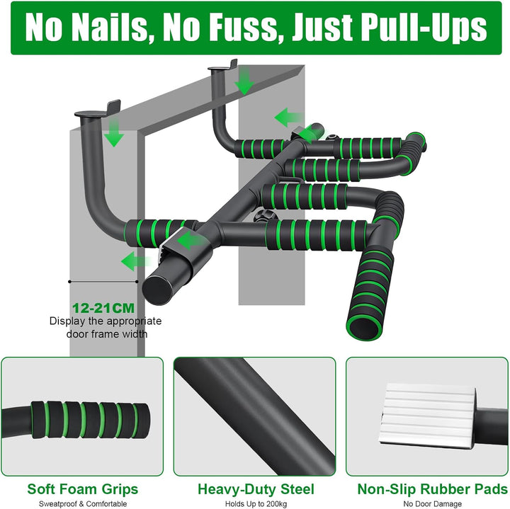 Klimmzugstange Türrahmen Ohne Schrauben, Pull Up Bar Door Frame mit 10 Griffpositionen für Vielseiti