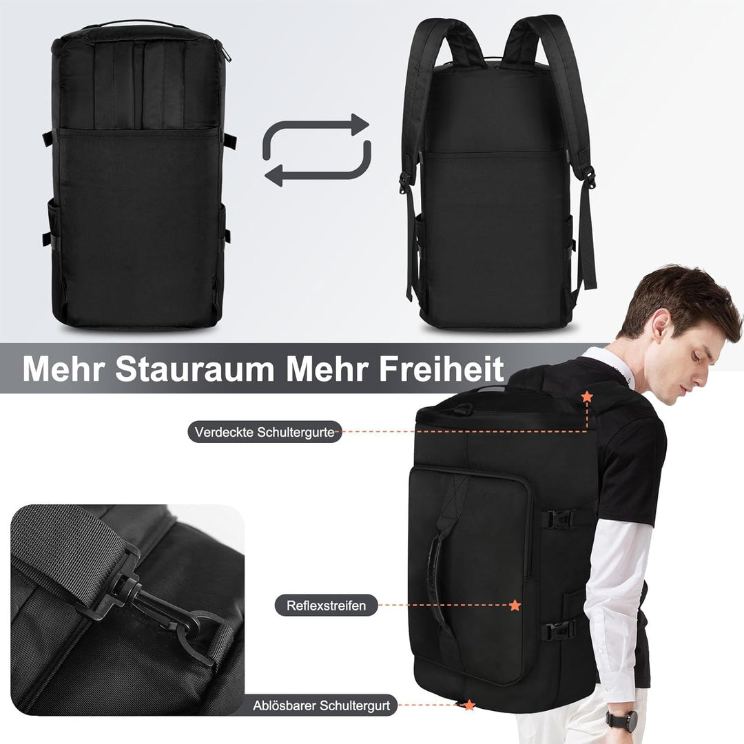 45L Sporttasche Damen Herren, Gross Reisetasche mit Schuhfach und Nassfach Travel Duffle Bag mit Ruc