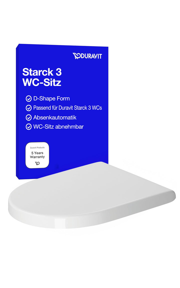 Duravit WC-Sitz Starck 3, Toilettendeckel mit Absenkautomatik, Klodeckel aus Urea-Duroplast, mit Ede