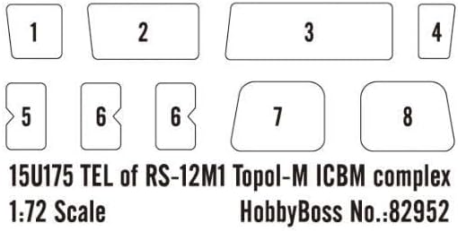 HobbyBoss 82952 1/72 15U175 TEL auf RS12M1 Topol-M ICBM Modellbausatz, Geformte Farbe
