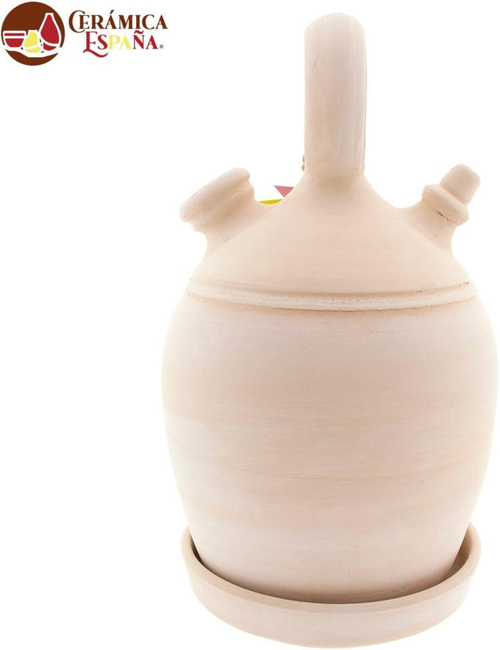 CERÁMICA ESPAÑA | Tonkrug aus traditionellem spanischen Ton | Tonkrug mit rundem Griff | 100% Handar