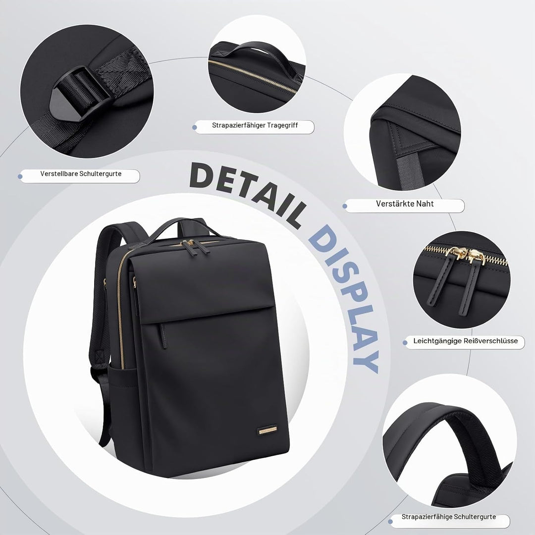 Rucksack Damen Laptop Reise Schulrucksack 15.6 Zoll mit Laptopfach, Wasserdicht Multifunktionaler Lä