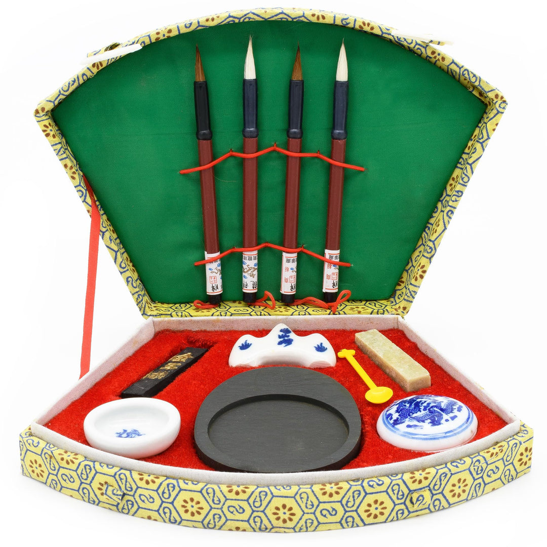 Zen Minded Chinesische Kalligraphie &amp; Orientalische Tinte Schreiben/Lack-Set - Enthält 4 Pinsel, Tin