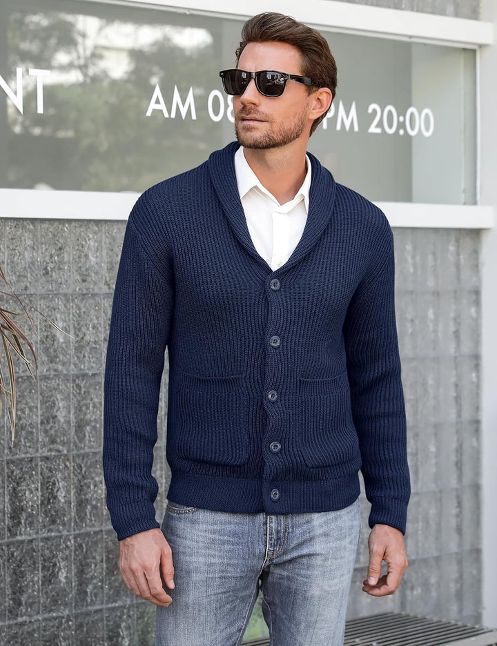 iClosam Strickjacke Herren Cardigan V Ausschnitt Pullover Jacke Mit Knöpfen Leichte Strickjacken Win