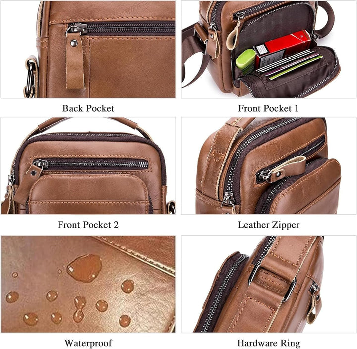 BAIGIO Leder Umhängetasche Herren Schultertasche Vintage Männer Tasche Crossbody Bag Herrentasche zu