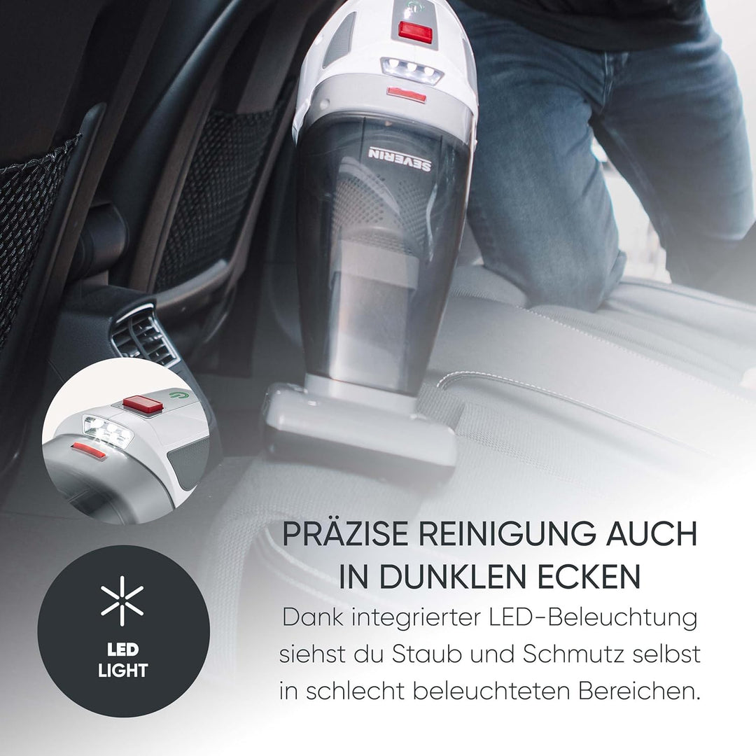 SEVERIN 4-in-1 Akku-Handstaubsauger, kabelloser Handstaubsauger für Autositze, Tierhaare und Flüssig