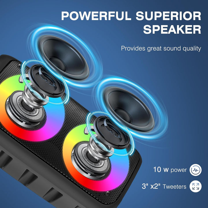 Karaoke Machine for Adults Kids,Colorful LED Lights, Portable Bluetooth Speaker with 1 Wired Mic Sup