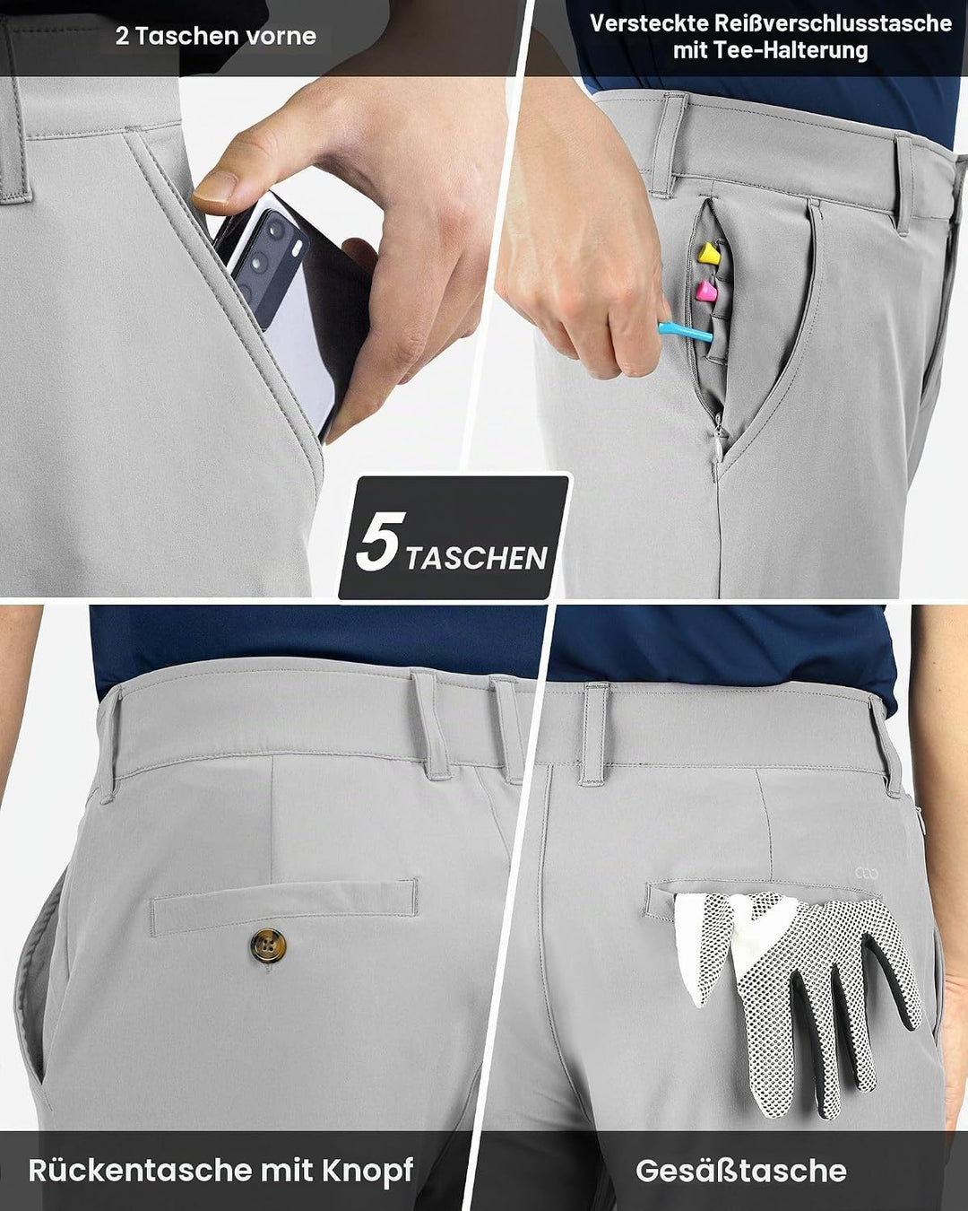 33,000ft Herren Golfhosen Atmungsaktive Stretch Hose für Männer Schnelltrockende Stretch Lange Golfh