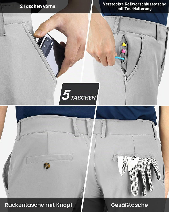 33,000ft Herren Golfhosen Atmungsaktive Stretch Hose für Männer Schnelltrockende Stretch Lange Golfh