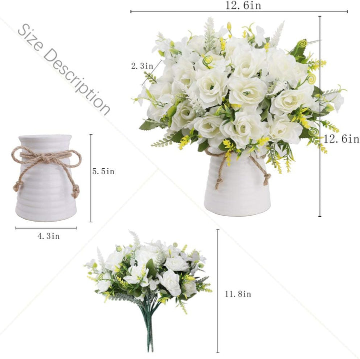 LESING Künstliche Blumen mit Vase Gefälschte Seidenblumen in Vase Gardenia Blumen Dekoration für Zuh