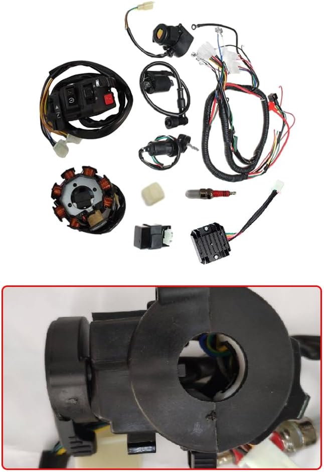 Riloer Komplettes Kabelbaum-Kit Drahtwebstuhl Elektrik Statorspule CDI Fit für chinesisches Dirtbike