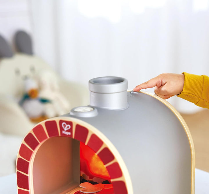Hape Pizzaofen mit realistischen Brennholzeffekt und passenden Geräuschen – Rollenspiel-Kochset mit