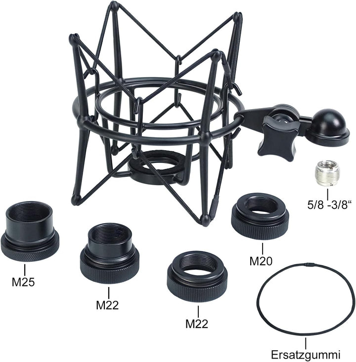 keepdrum MS090B Multispinne Mikrofonspinne für verschiedene Mikrofone Schwarz, Schwarz