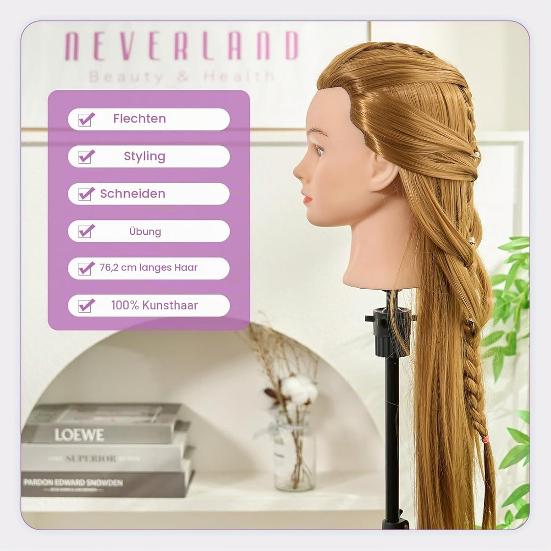 Neverland Beauty 30 Zoll Frisierkopf 100% Synthetisches Haar Trainingsköpfe für Friseure Ausbildung