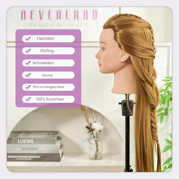 Neverland Beauty 30 Zoll Frisierkopf 100% Synthetisches Haar Trainingsköpfe für Friseure Ausbildung