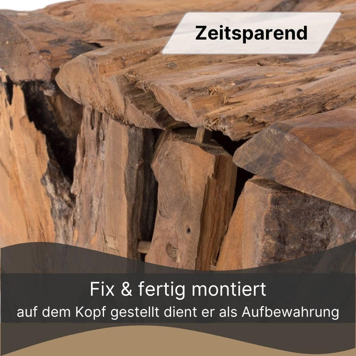 TREIBHOLZ SITZBOX Teak 30 | 30x30x30cm (HxBxT), Recyclingholz, erodiert | Sitzhocker aus naturbelass