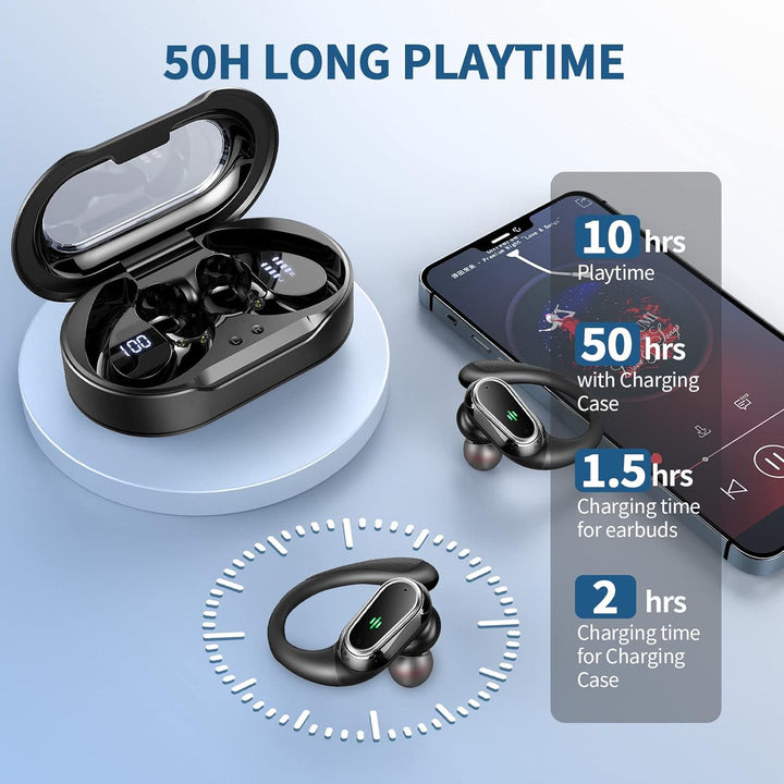 Bluetooth Kopfhörer, 2026 Kopfhörer Kabellos Bluetooth 5.4 Sport tiefer Bass, 50 std Spielzeit In Ea