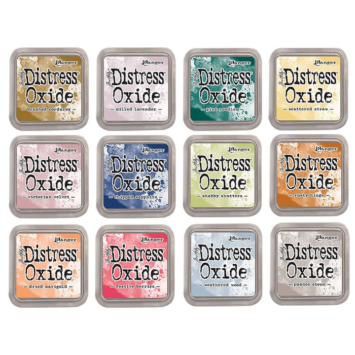 Kit mit 12 Pigment Fusion Tinte und Füller Tampon | Matt Effect Finish | Ranger Distress Oxide - Ent