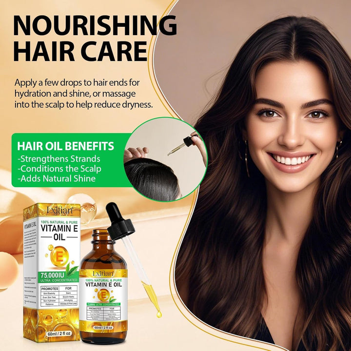Vitamin E Öl Für Gesicht Und Haut, 75,000 IU, 100% Natürliches & Reines Vitamin E Oil für Haut, Gesi