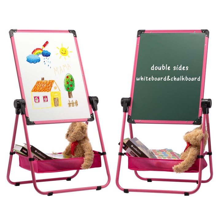 DOEWORKS Kinder Whiteboard Staffelei Doppelseitiges Staffelei Kinder Whiteboard & Kreidetafel Magnet