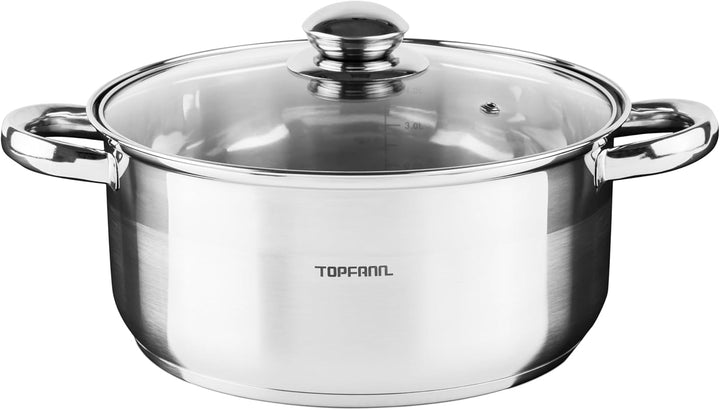 7 Teilig Edelstahl Induktion Topfset Topf Töpfe Kochtopf Glasdeckel Kochtopfset