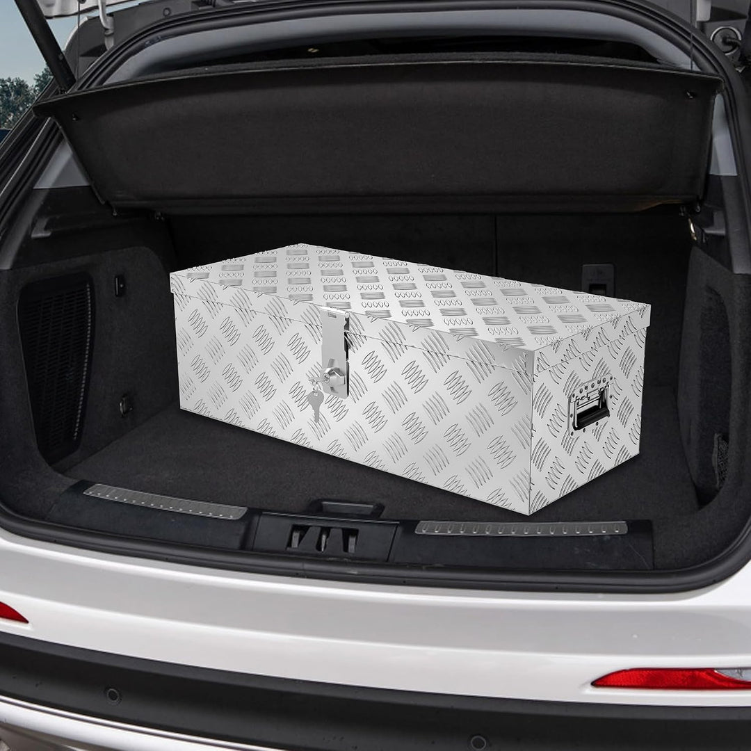 XMTECH 60L Aluminium Transportbox Aufbewahrungsbox Aluminiumkoffer Aluminiumbox Truckbox, Silber Lag
