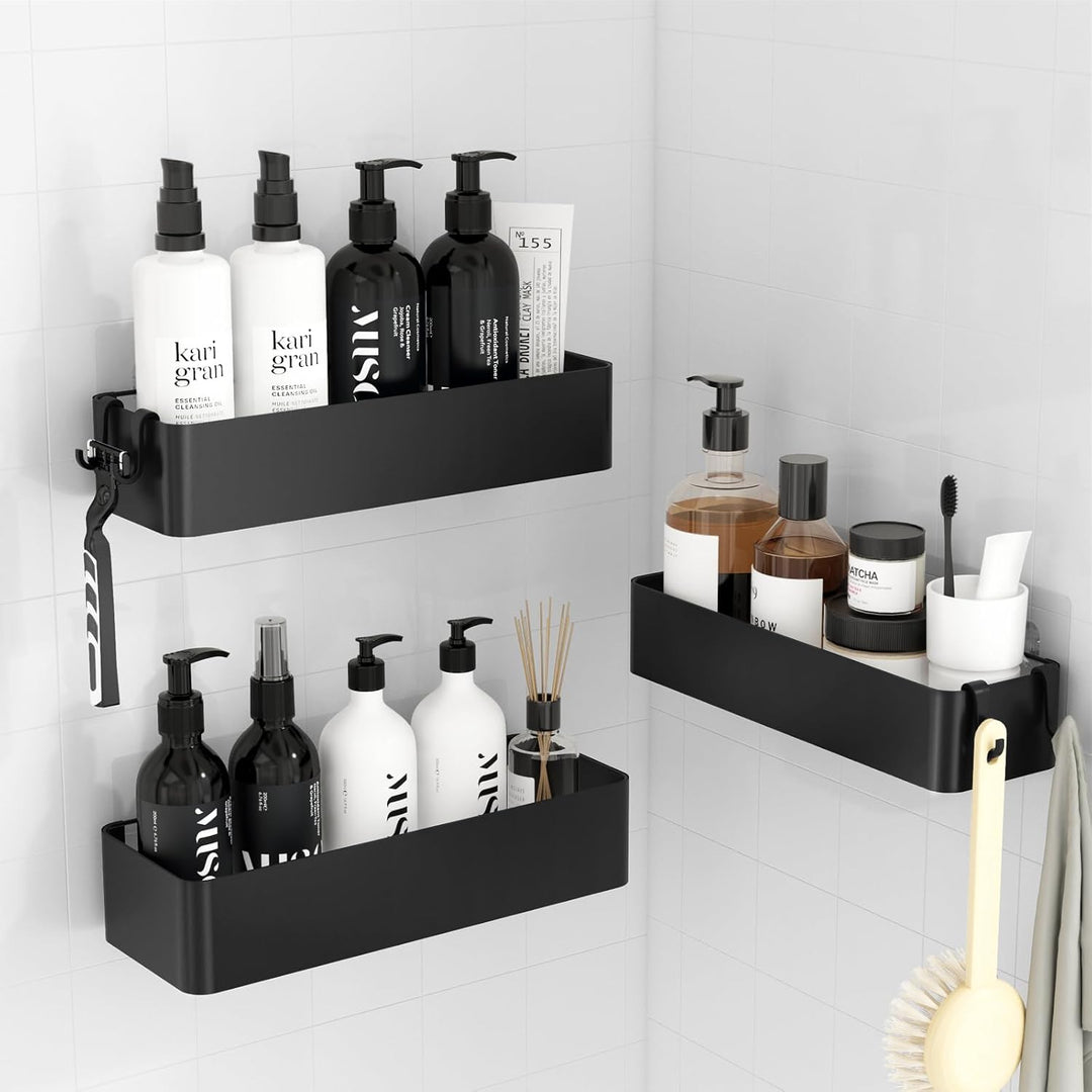 Kitsure Duschablage ohne Bohren - 3 Stück rostfreie Badezimmer Organizer, schnell trocknende Badrega