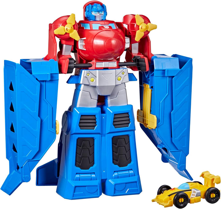 Transformers Spielzeuge Optimus Prime Jumbo Jet Flitzer Spielset mit 11 cm grosser Bumblebee Figur,