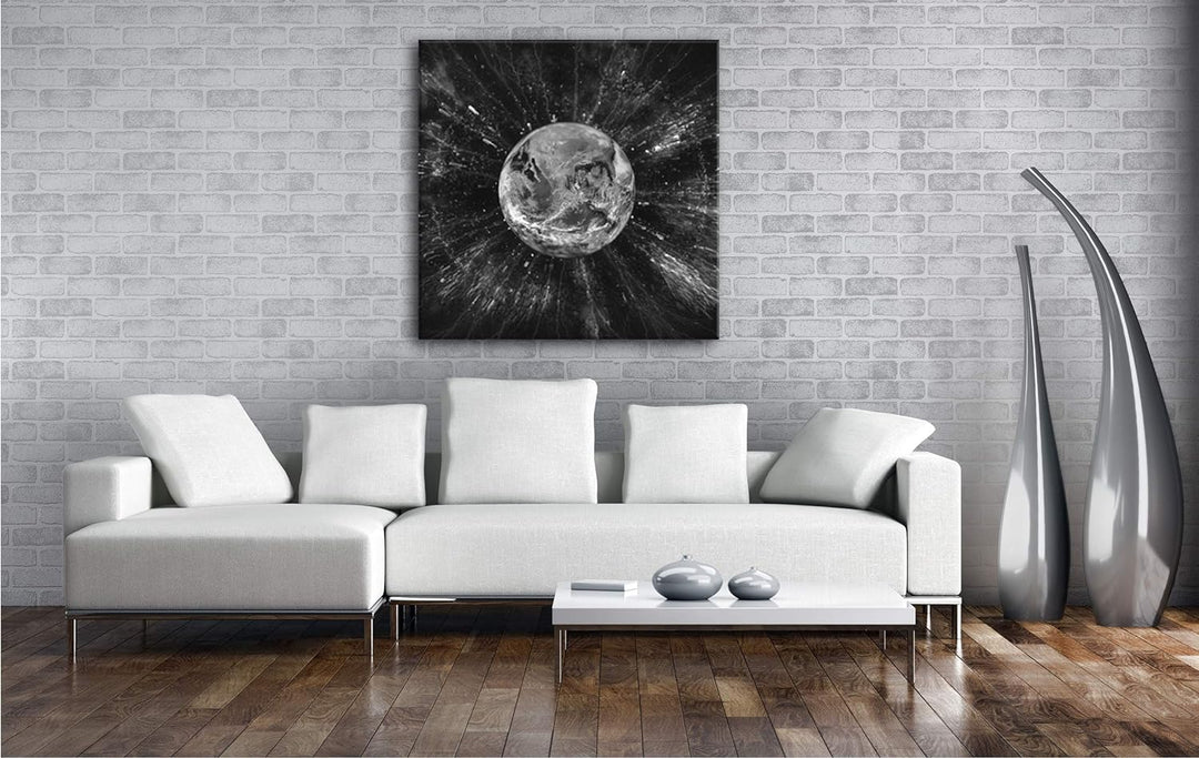 deyoli Erde Blauer Planet Format: 60x60 Effekt: Schwarz&Weiss als Leinwandbild, Motiv fertig gerahmt