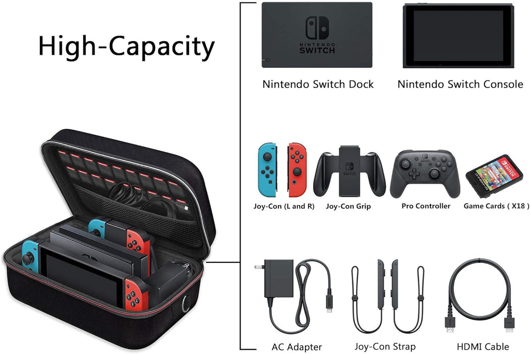 ivoler Tasche Kompatibel mit Nintendo Switch/Nintendo Switch OLED, Deluxe Harte Tragetasche Schutz P