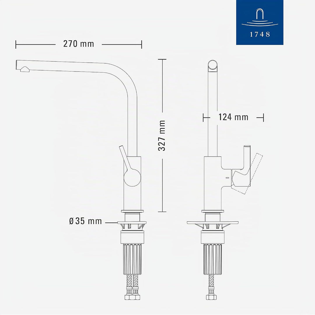 Villeroy &amp; Boch Variaro Küchenarmatur, Armatur Küche, 306 mm Auslaufhöhe, 360° schwenkbarer Auslauf,