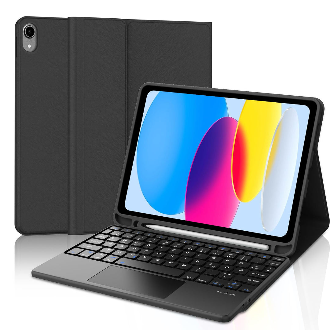 IVEOPPE Hülle mit Tastatur für iPad A16 11 Generation 2025/10 Generation 2022 Con Touchpad, Bluetoot