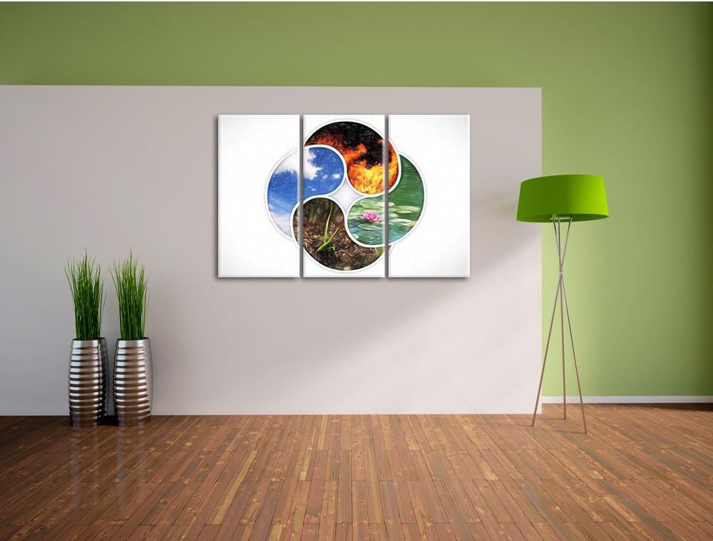 Pixxprint Vier Elemente / 3-Teilig/Gesamtmass 120cm Leinwandbild bespannt auf Holzrahmen/Wandbild Ku