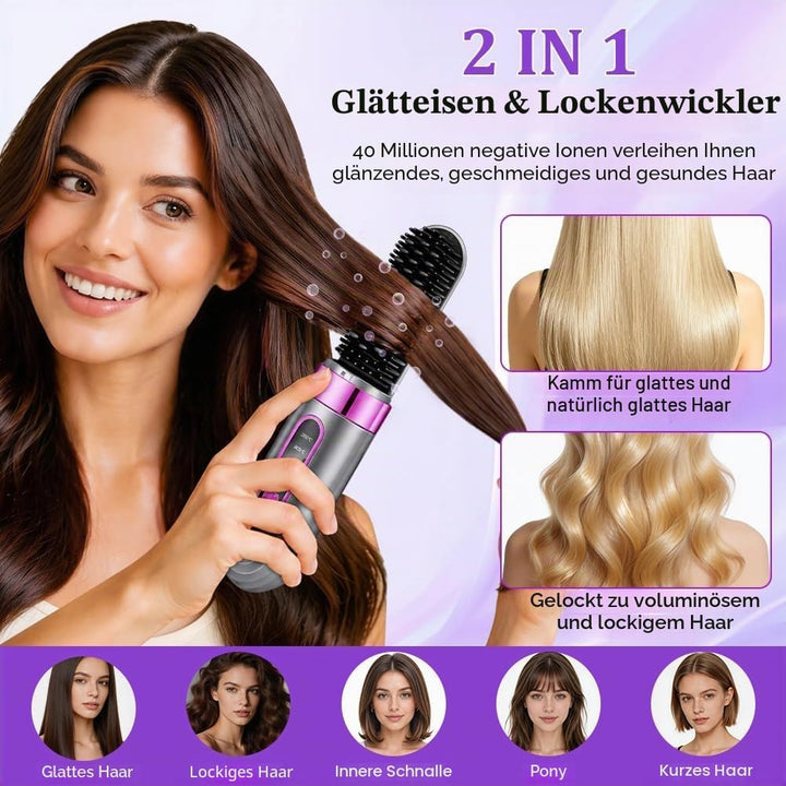 Glättbürste Kabellos, Tragbare Glättungsbürste für Haarstyling, 4 Wärmestufen, 160°C-200°C, Wiederau