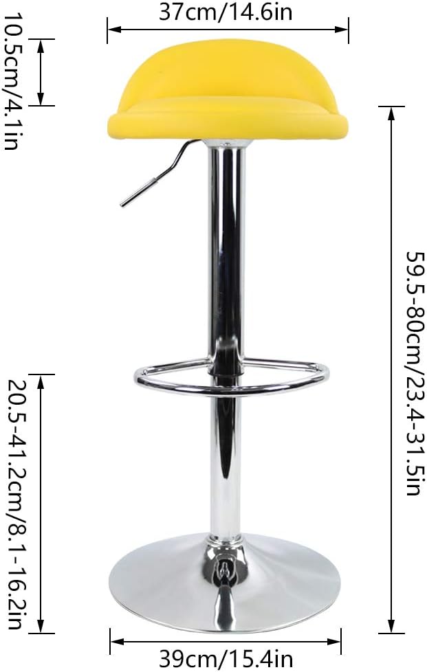 KKTONER Barhocker Tresenhocker höhenverstellbar 60-80cm mit Fussstütze PU Leder Gelb, Gelb