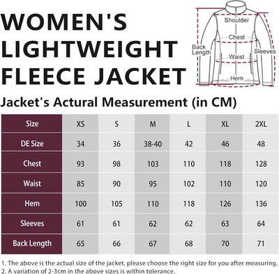 33,000ft Damen Fleecejacke mit Durchgehendem Reissverschluss Stehkragen Damen Leichte Fleece Jacke A